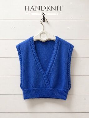 Handmade Blue Fuzzy Knit Sweater – Estimated Size S